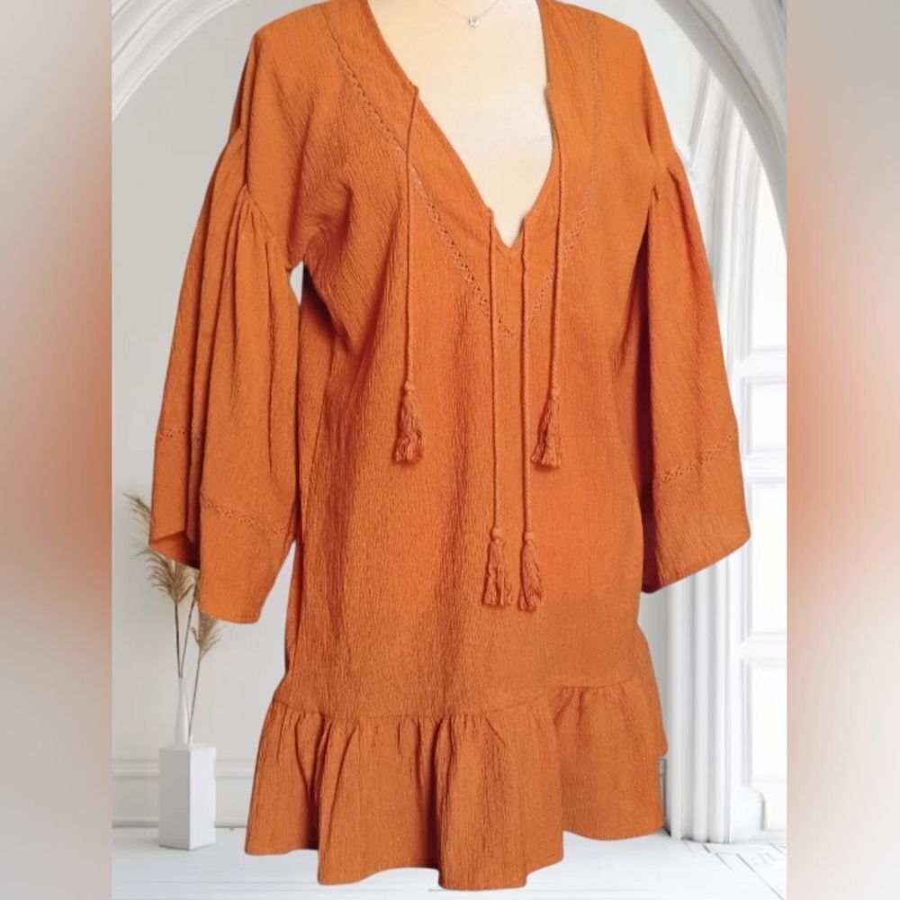 Storia Oversized Bohemian Tunic Mini Dress Size Small - Picture 10 of 15